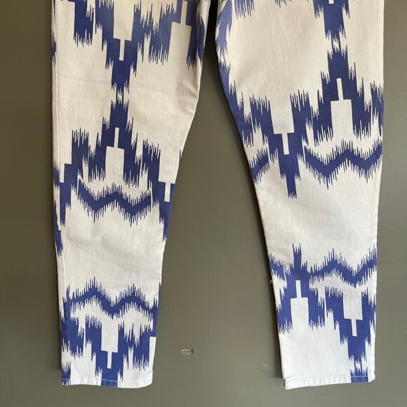 Isabel Marant Etoile Lanea Jeans‎ Size Medium White Blue Western Aztec High Rise - Picture 15 of 16